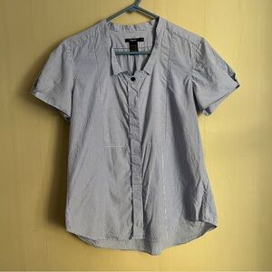 Filippa K | Striped puff sleeve button down top | Blue and White | Size XL